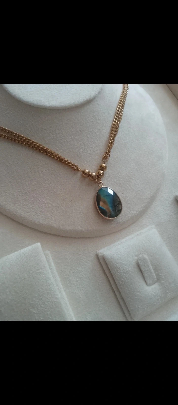 Collier pierre de Labradorite à reflets bleutés